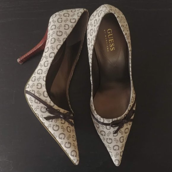 Guess Brown Signature Fabric Pumps - Picture 1 of 8